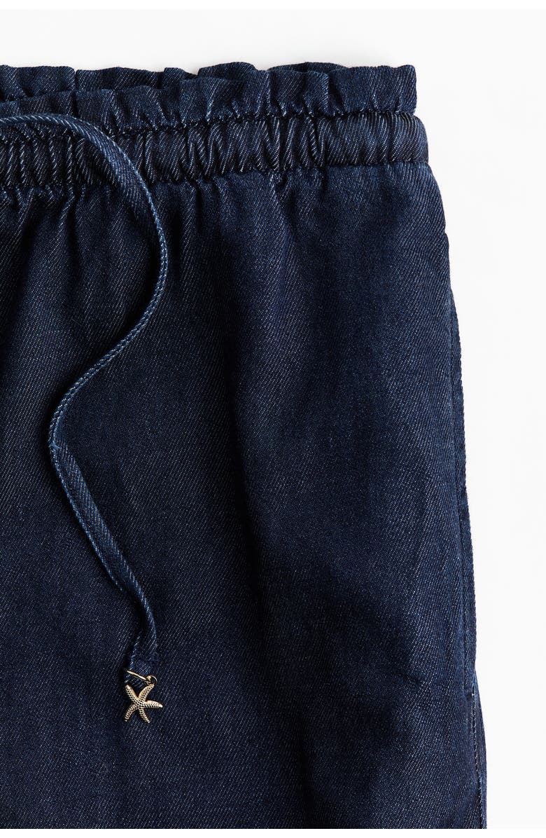 H&M Tie-belt Paper Bag Trousers, Alternate, color, Dark Denim Blue