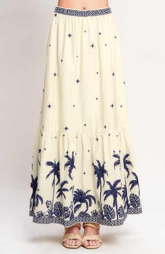 FLYING TOMATO Print Cotton Maxi Skirt