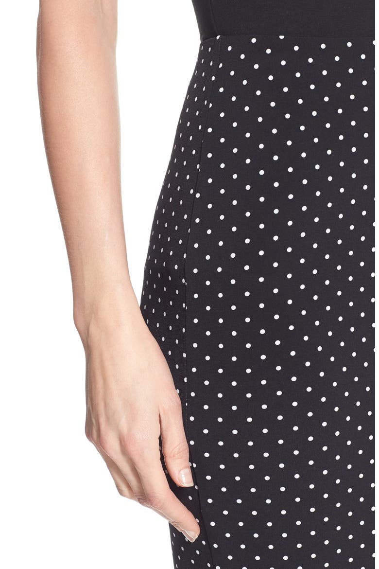 'Island Pin Dot' Midi Tube Skirt, Alternate, color, RICH BLACK