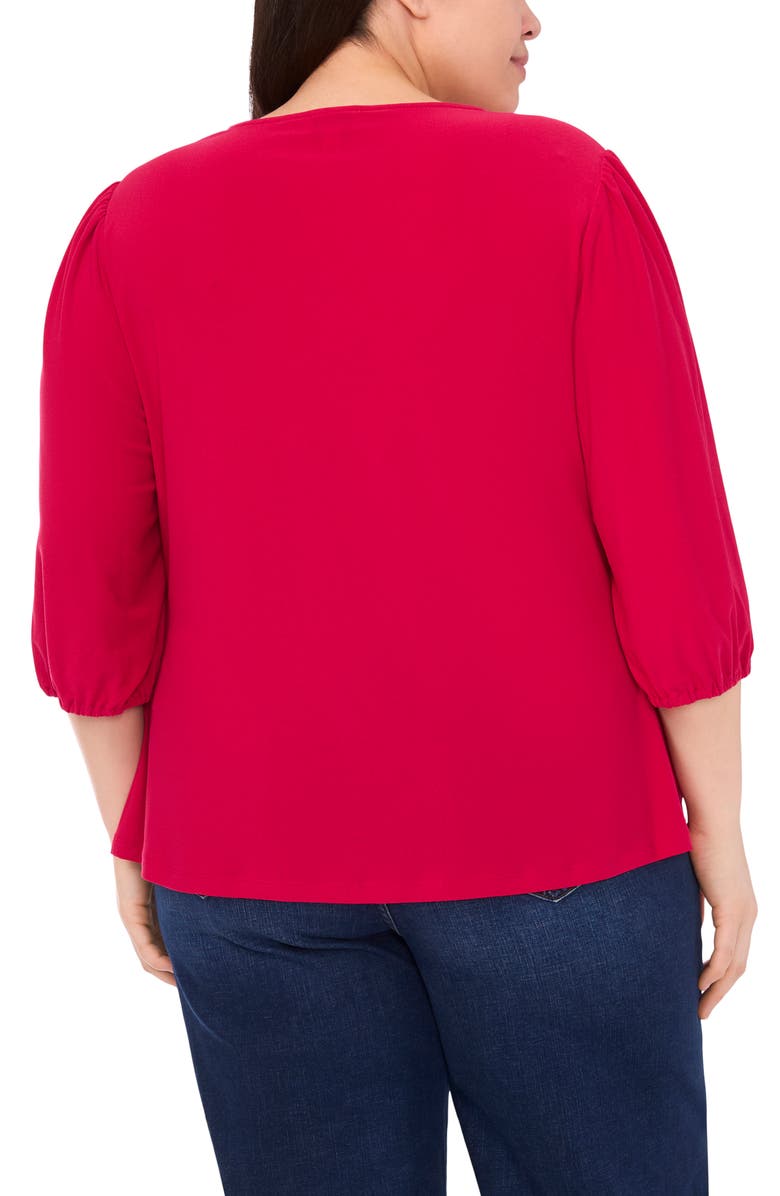 CeCe Twist Keyhole Neck Stretch Crepe Top, Alternate, color, Rose Cerise
