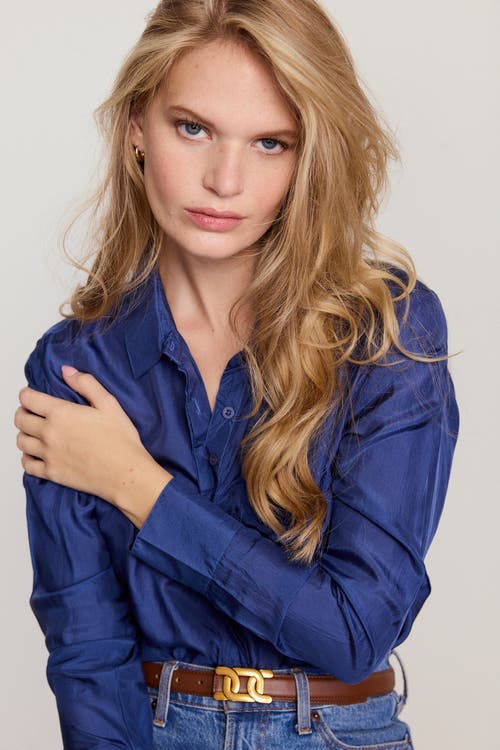 The Shirt By Rochelle Behrens The Silk Shirt In Blue