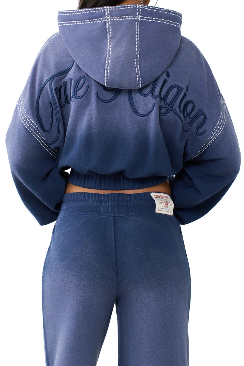 Super T Relaxed Full Zip Hoodie, Alternate, color, MED INDIGO WASH WITH DRY PRCSS