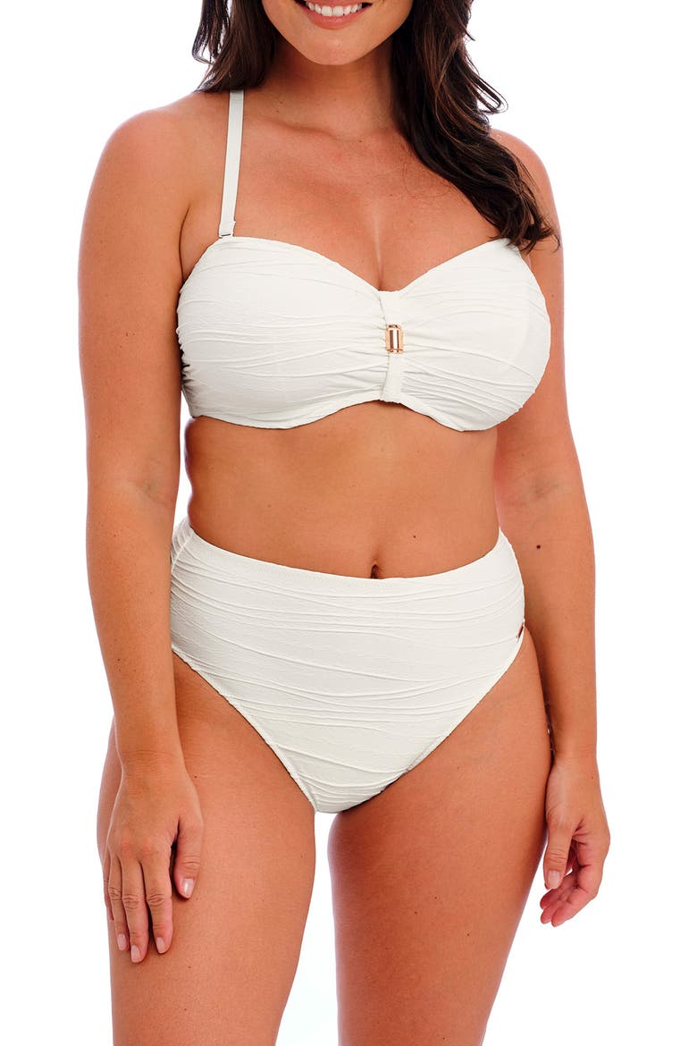 Beach Waves Underwire Bandeau Bikini Top, Alternate, color, LINEN