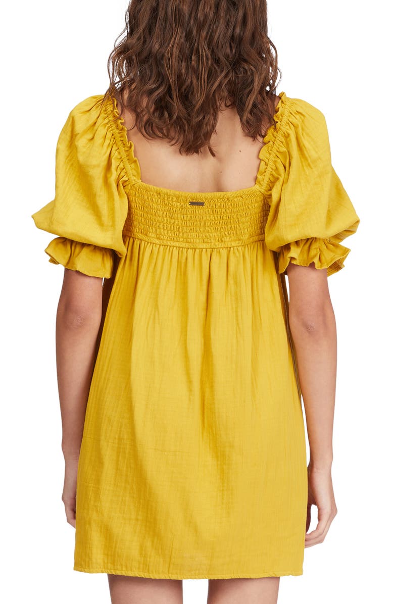 Billabong Perfect Paradise Puff Sleeve Smocked Cotton Gauze Babydoll Dress, Alternate, color,