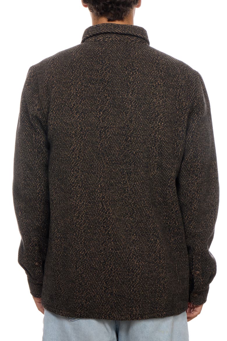 Knit Herringbone Shirt Jacket, Alternate, color, BROWN