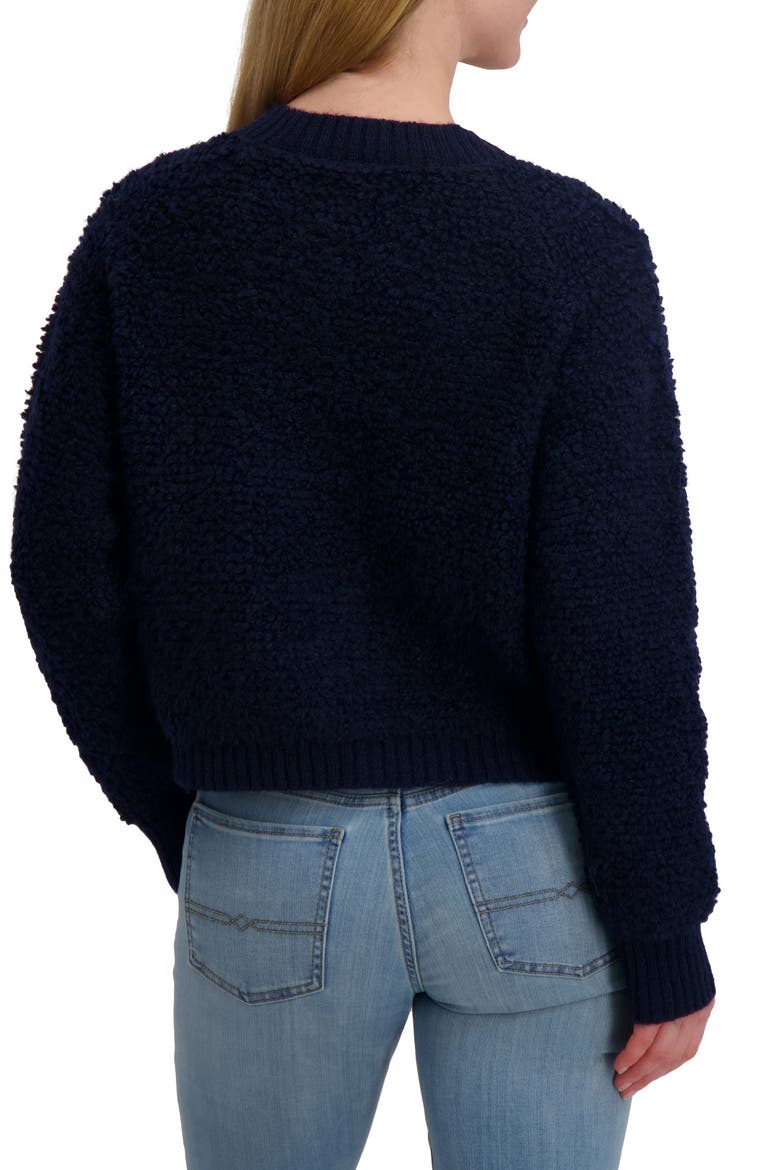 Raglan Sleeve Bouclé Cardigan, Alternate, color, BLACK IRIS