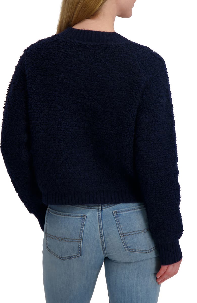 Lucky Brand Raglan Sleeve Bouclé Cardigan, Alternate, color, Black Iris