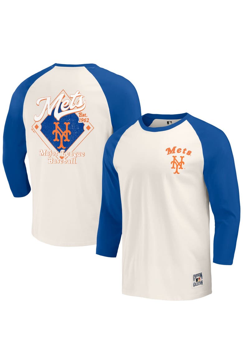 Men's Darius Rucker Collection by Fanatics Royal/White New York Mets Cooperstown Collection Raglan 3/4-Sleeve T-Shirt, Alternate, color, Royal