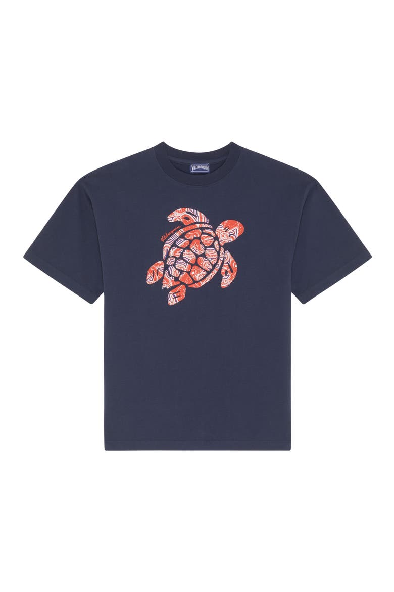 Boys Organic Cotton Oversize T-shirt Turtle, Main, color, Navy