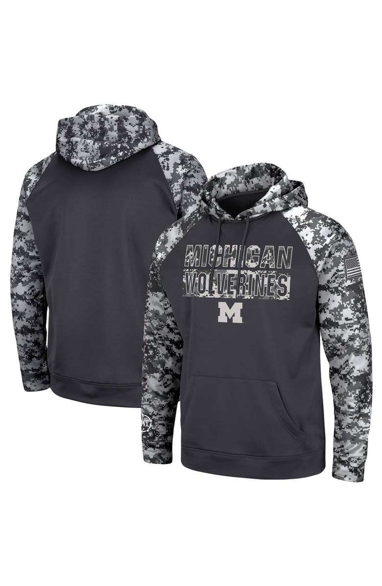 COLOSSEUM Men's Colosseum Charcoal Michigan Wolverines OHT Military Appreciation Digital Camo Pullover Hoodie, Main, color, Charcoal