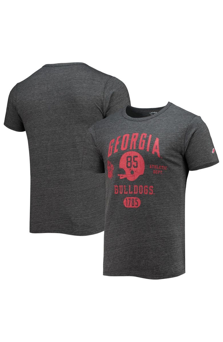 LEAGUE COLLEGIATE WEAR Men's League Collegiate Wear Heathered Black Georgia Bulldogs Football Locker Victory Falls Tri-Blend T-Shirt, Alternate, color,