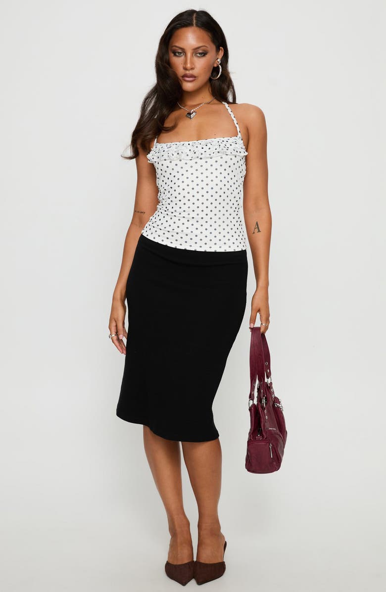 Princess Polly Days of Summer Dot Ruffle Halter Top, Alternate, color, White Polka Dot