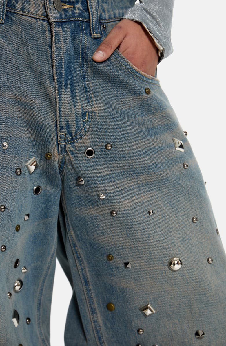 JADED LONDON Colossus Embellished Baggy Wide Leg Jeans, Alternate, color, Denim