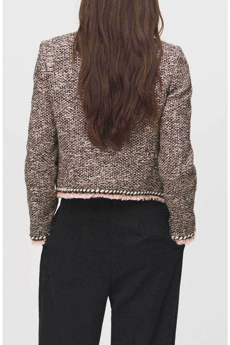 Button Front Tweed Jacket, Alternate, color, BLACK