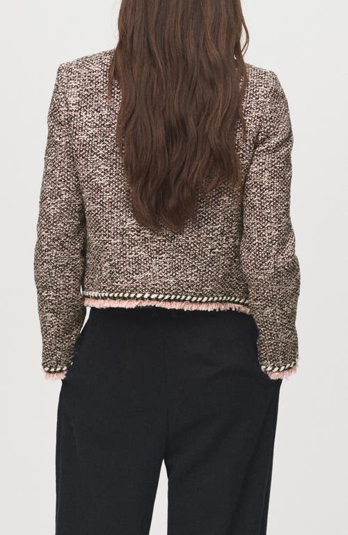 Mango Button Front Tweed Jacket In Brown