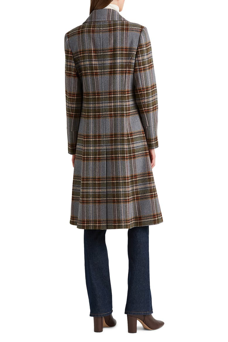 Plaid Double Breasted Wool Blend Long Coat, Alternate, color, HIGHLAND TARTAN