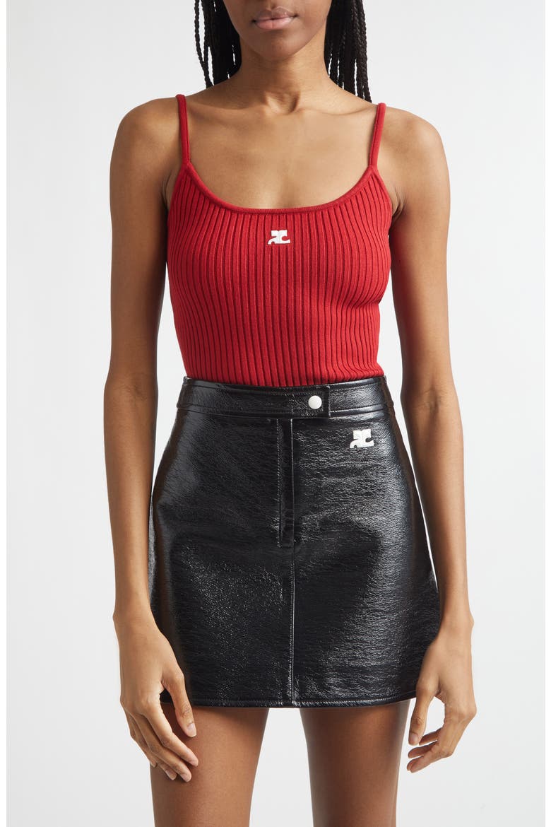 Logo Rib Tank Top, Main, color, RED