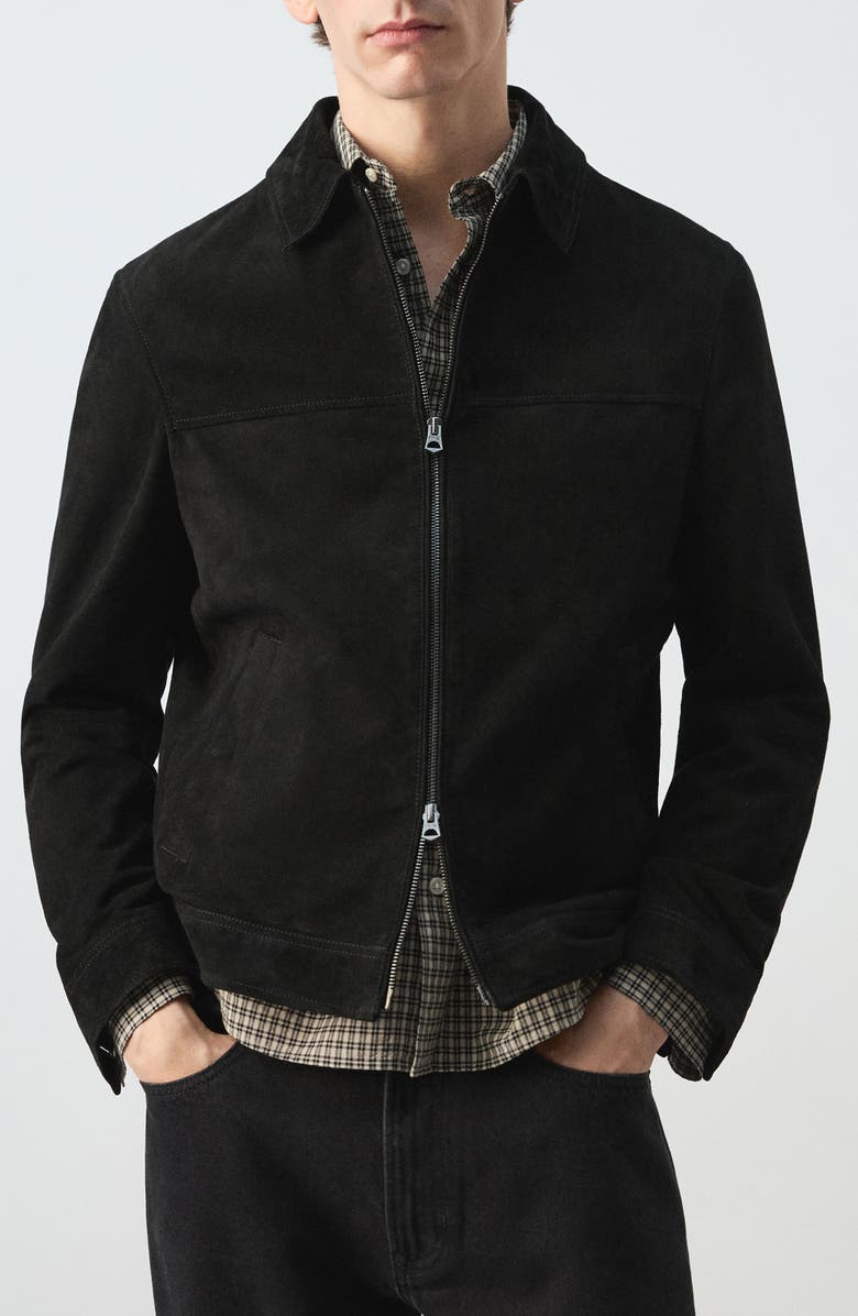 MANGO Suede Jacket, Main, color, Black