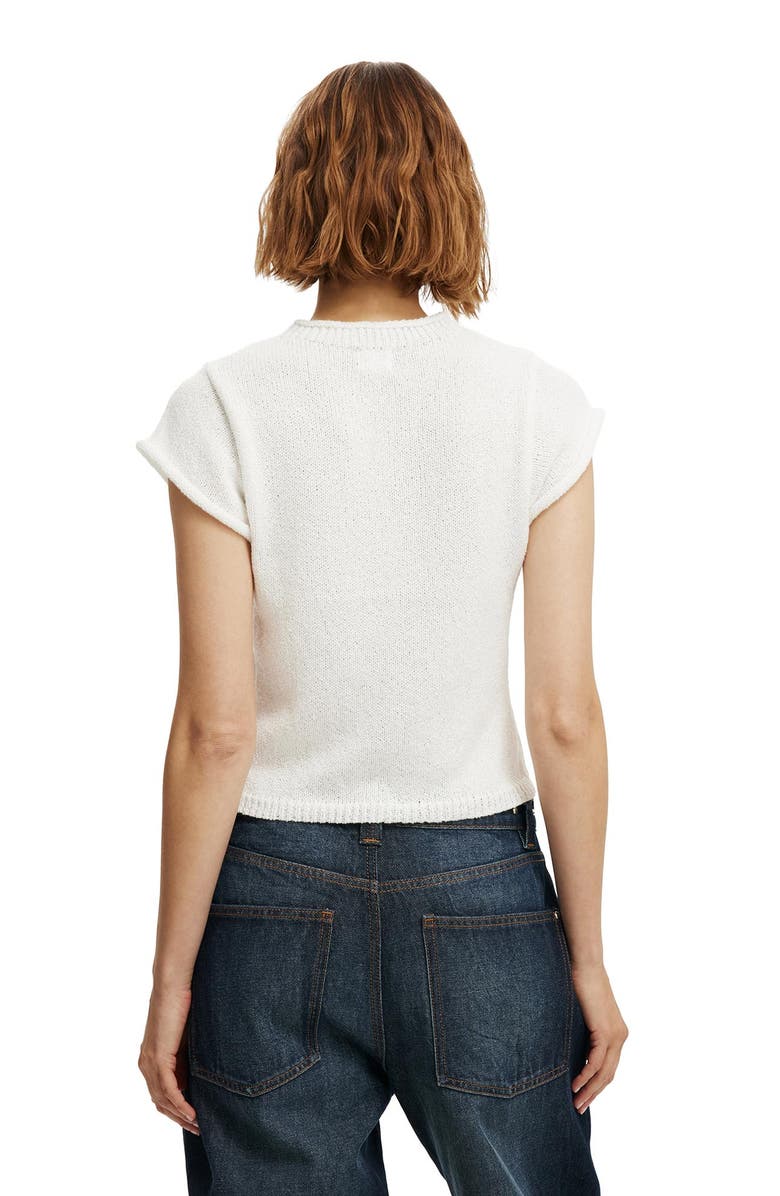 Cotton On Women's Textured Shortsleeve Knit Top, Alternate, color, Porcelain