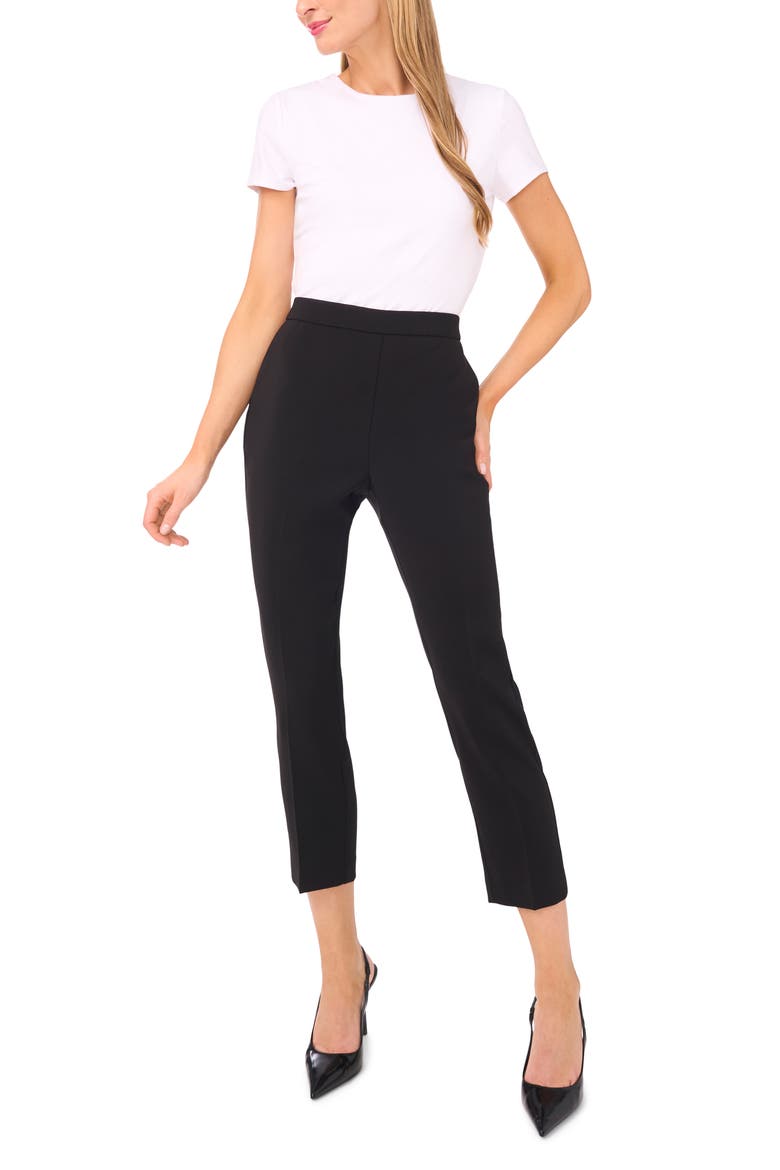 High Waist Ankle Straight Leg Pants, Alternate, color, RICH BLACK