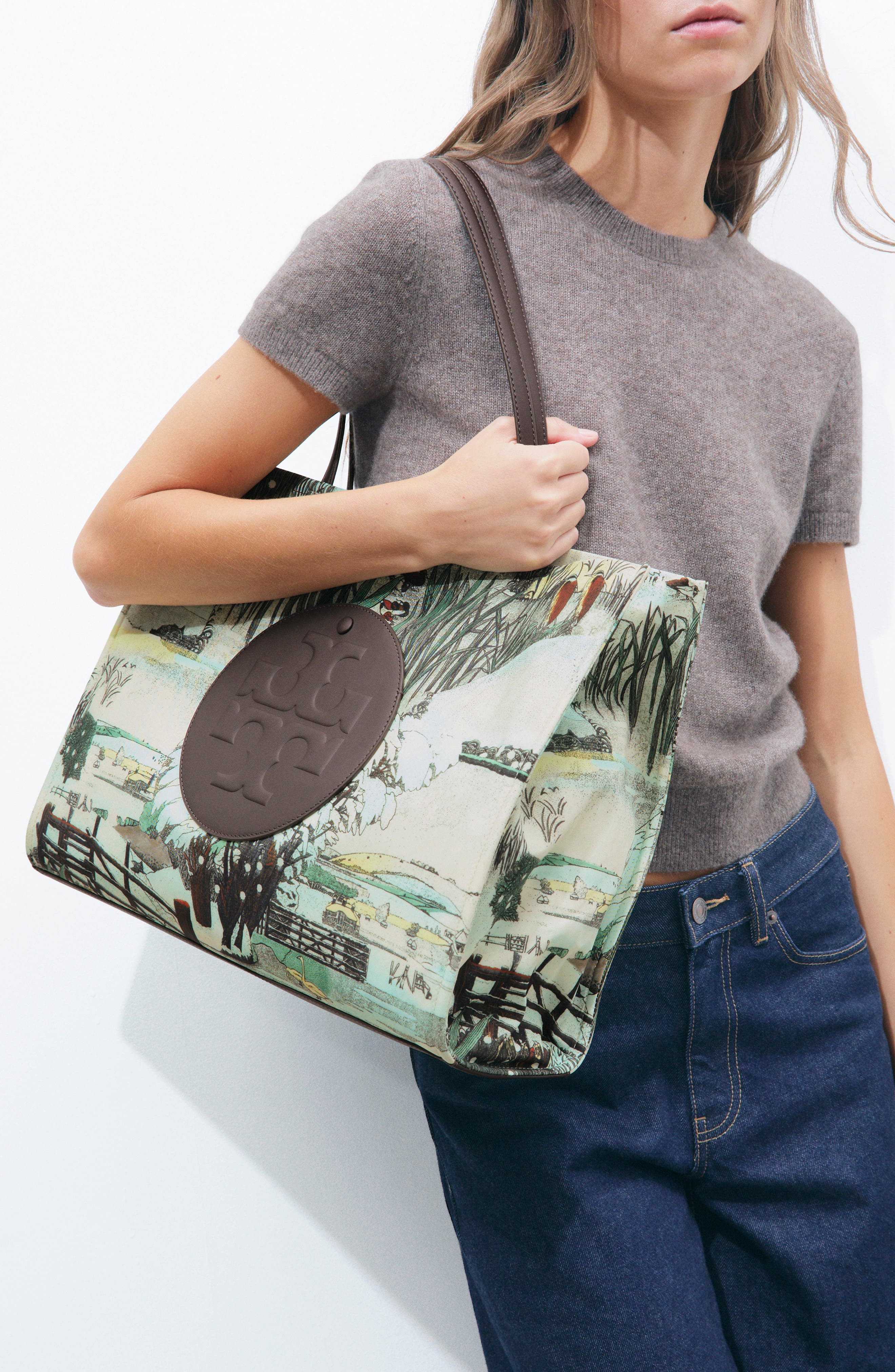 Ella Print Tote, Alternate, color, FOREST PRINT