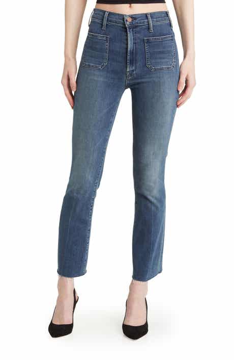 The Hustler Patch Pocket High Waist Ankle Flare Jeans