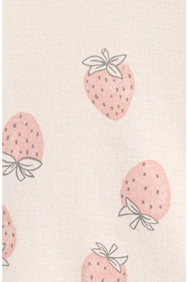 Print Fitted Organic Cotton Two-Piece Pajamas, Alternate, color, LIGHT PINK STRAWBERRY