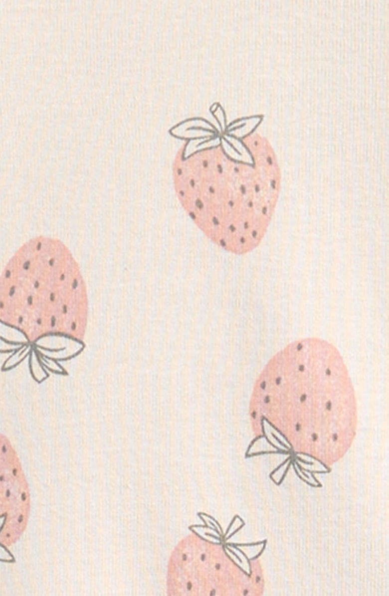Little Planet Print Fitted Organic Cotton Two-Piece Pajamas, Alternate, color, Light Pink Strawberry