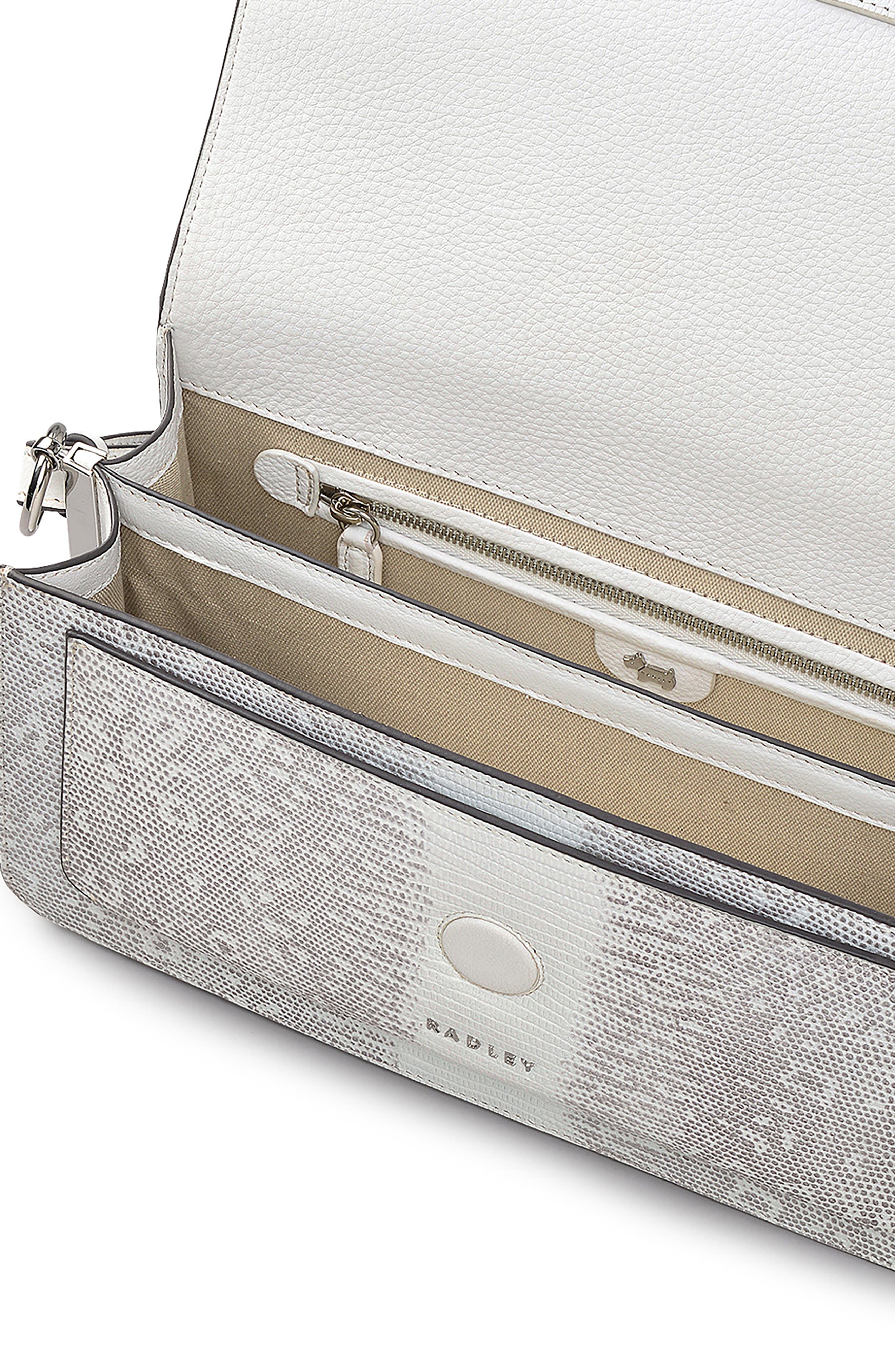 Radley Medium Lizard Embossed Leather Shoulder Bag, Alternate, color, Bright White