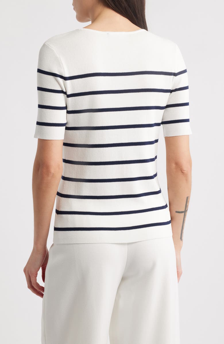 Tahari ASL Stripe Short Sleeve Sweater, Alternate, color, 