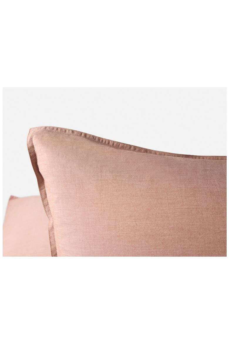 Crinkled Organic Cotton Percale Pillow Sham, Alternate, color, PRALINE CHAMBRAY