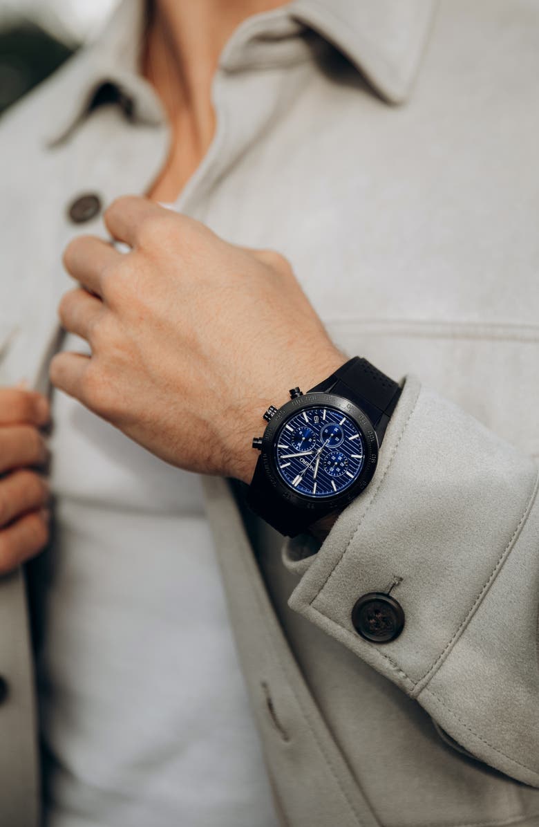 Vincero The Rogue Chronograph Silicone Strap Watch, 43mm, Alternate, color, Blue Metallic