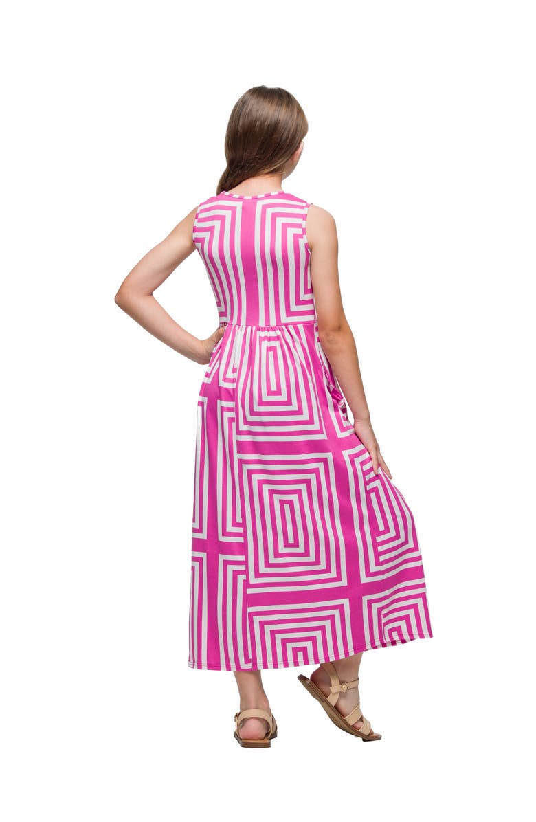 24sevenKid Pink Geometric Print Sleeveless Pocket Maxi Dress, Alternate, color, Pink Multi