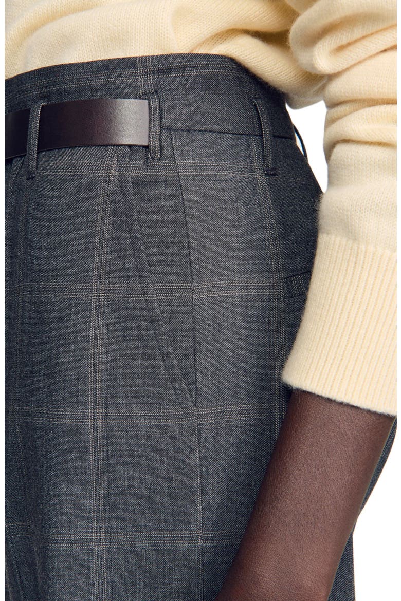 Checked straight-leg trousers, Alternate, color, Grey