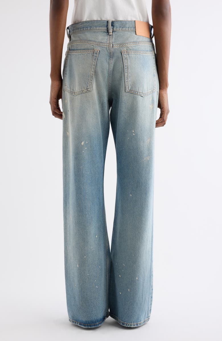 Acne Studios 2021F Trafalgar Paint Splatter Flare Jeans, Alternate, color, Light Blue
