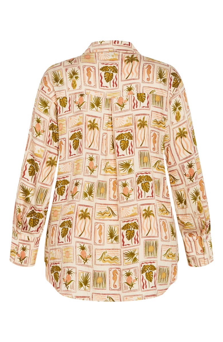 City Chic Bella Print High-Low Tunic Shirt, Alternate, color, Cool Tropics