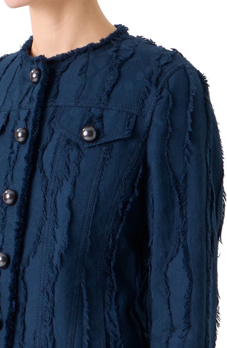 Akris punto Fringe Jacquard Jacket, Alternate, color, Dark Blue