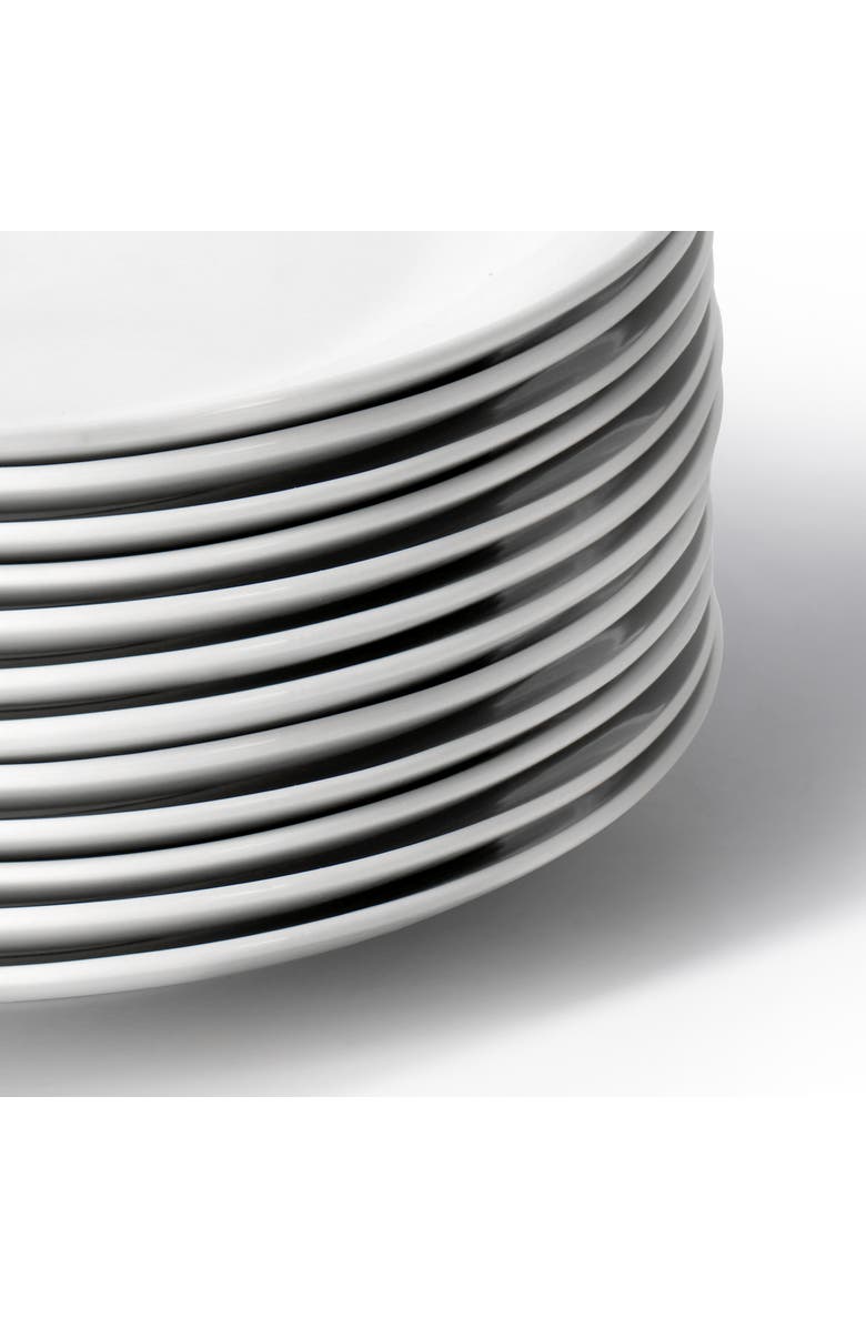 Elama Porcelain 12 Piece Large Round Dinner Plate Set, Alternate, color, White