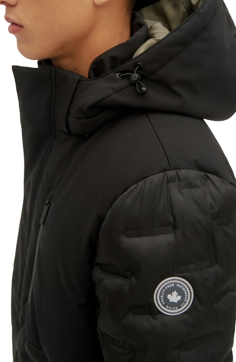 Noize Dawson Mixed Media Hooded Puffer Jacket, Alternate, color, Black