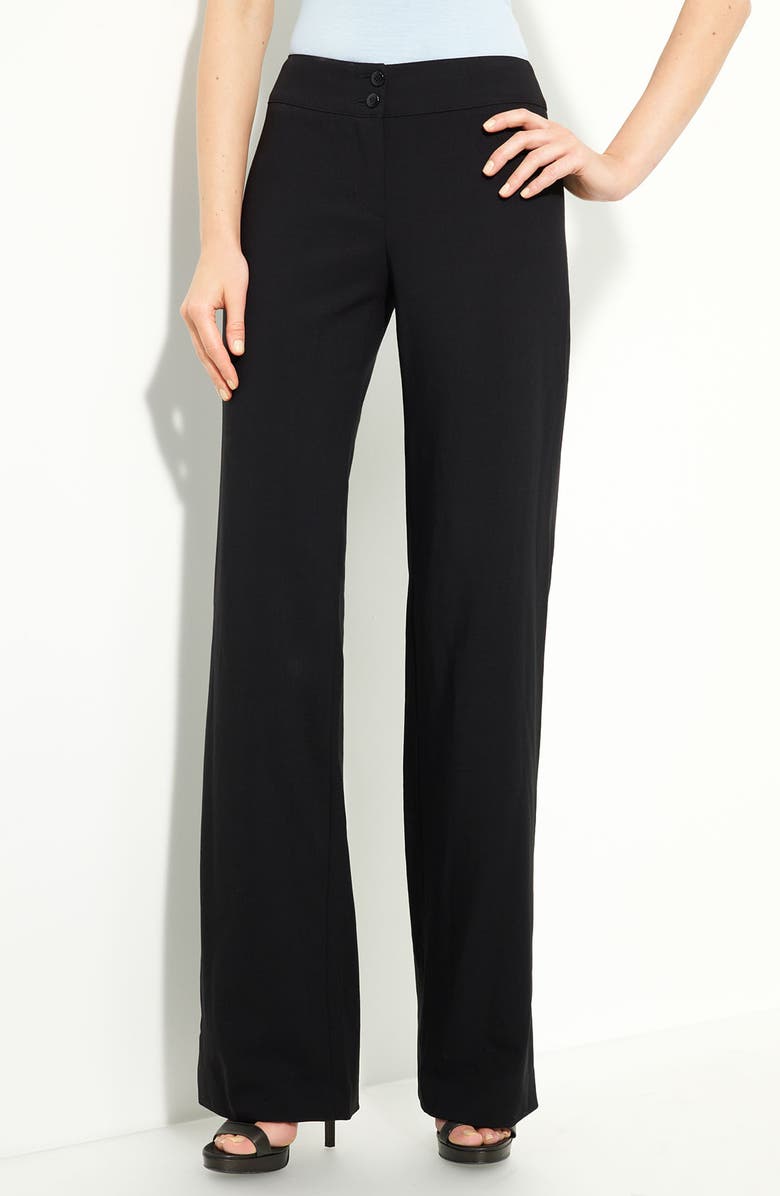 Armani Collezioni Featherweight Wool Pants, Main, color, Black
