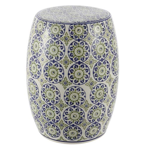 Jonathan Y Lula 17.25" Suzani Ceramic Garden Stool In Blue/green