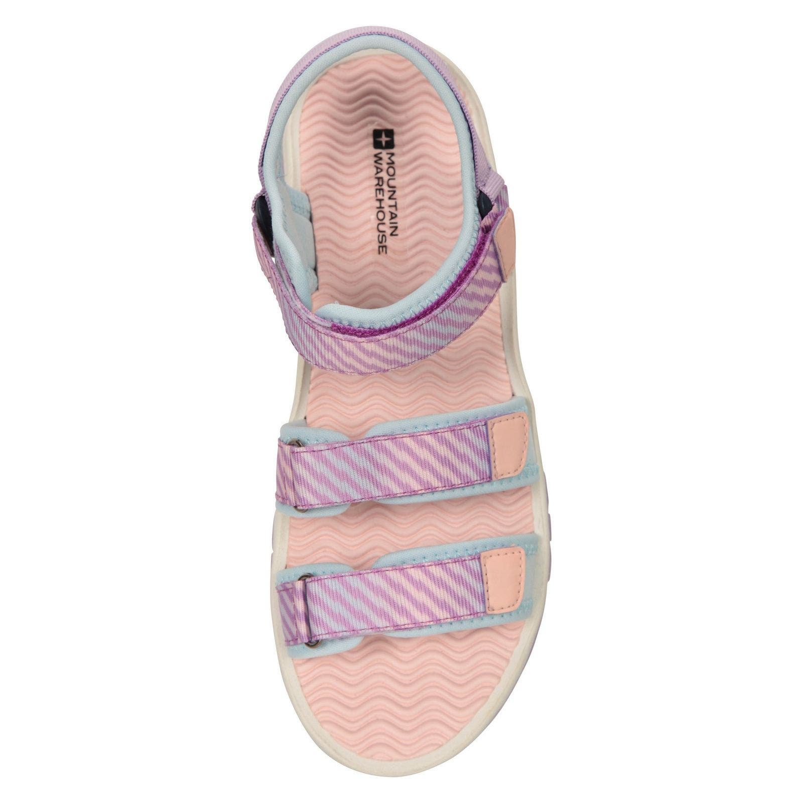 Childrens/Kids Tonal Stripe 3 Touch Fastening Strap Sandals, Alternate, color, Purple