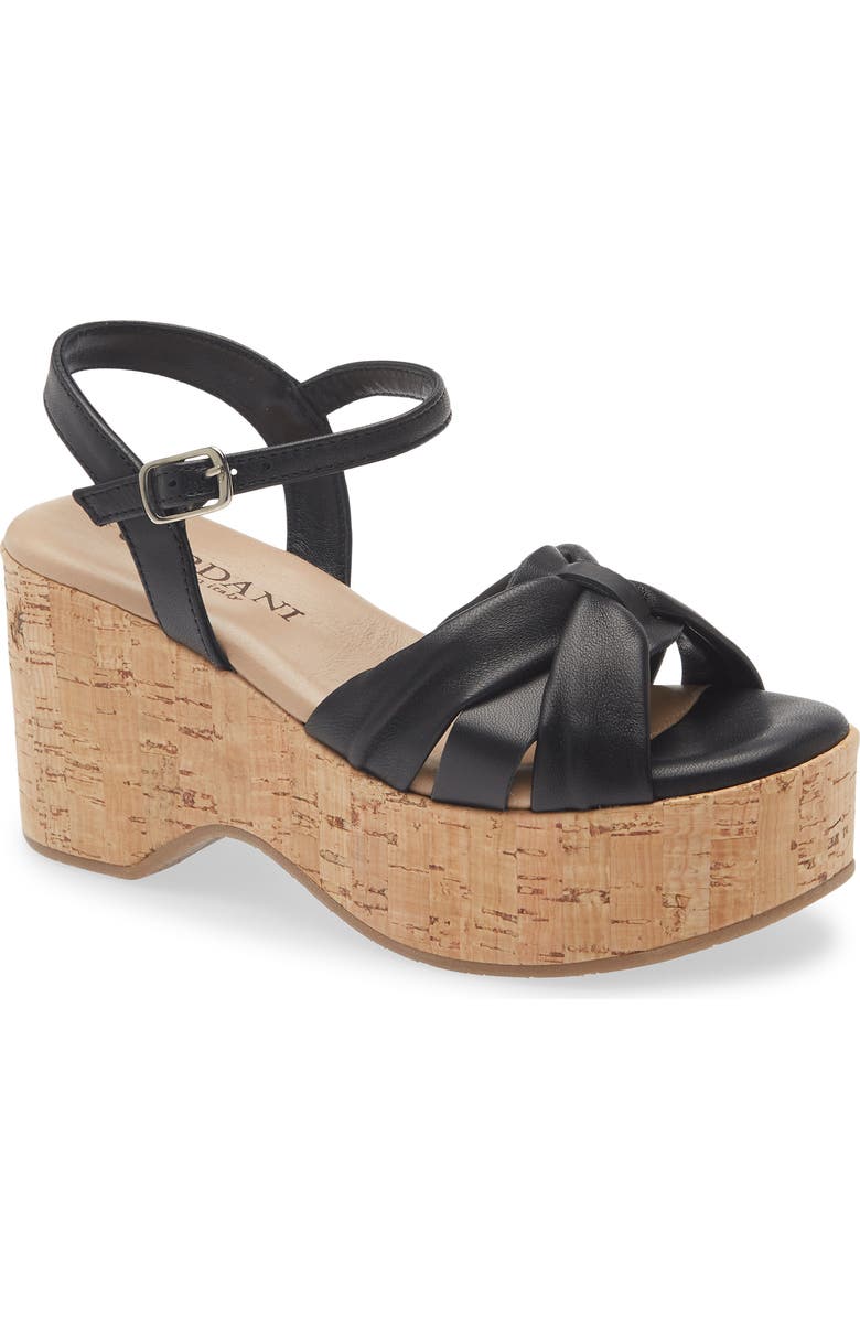 Cordani Jeffy Cork Platform Sandal, Main, color, Black Leather