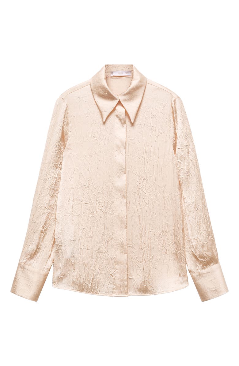 MANGO Arru Creased Satin Button-Up Shirt, Alternate, color, 