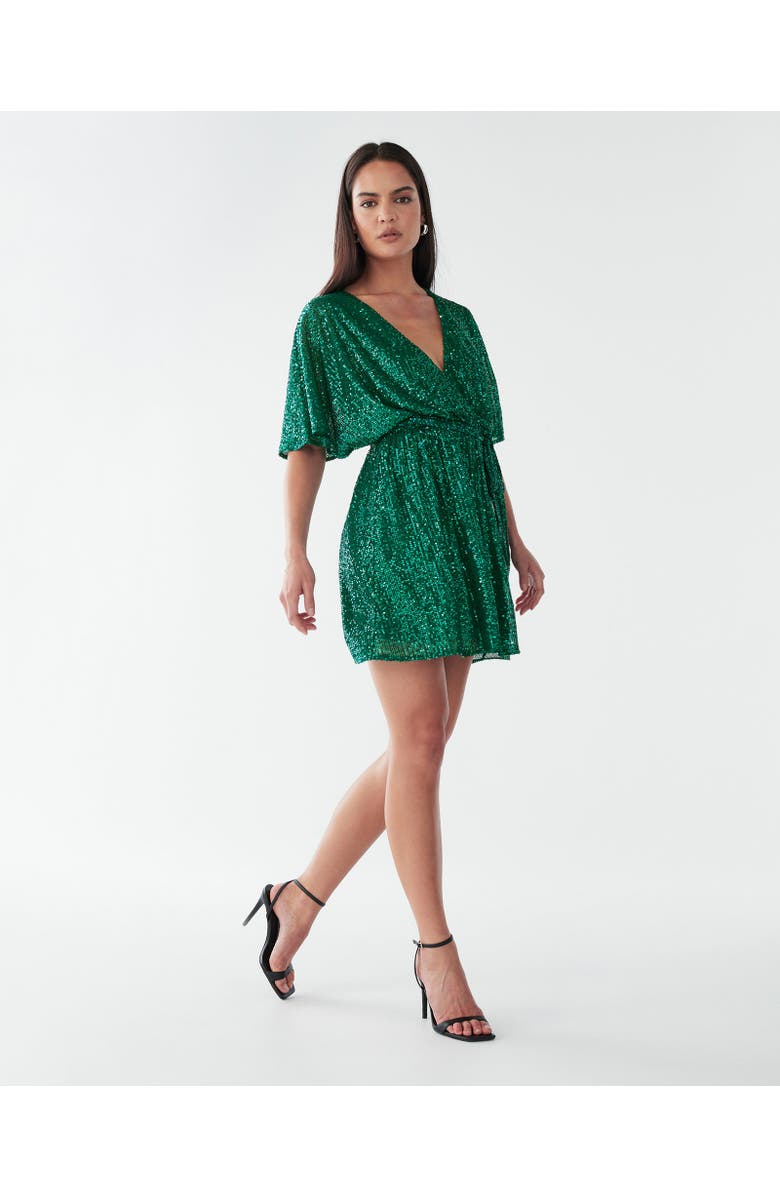 BWLDR Danae Mini Dress, Alternate, color, Emerald Sequin