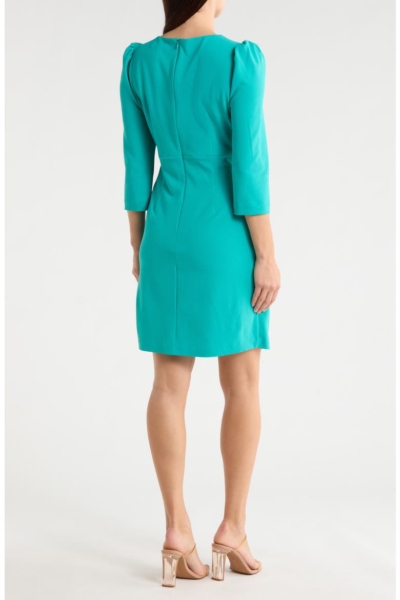 Knotted Three-Quarter Sleeve Minidress, Alternate, color, AQUA FRESH