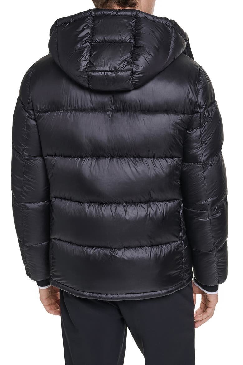 Down Hooded Puffer Jacket, Alternate, color, BLACK