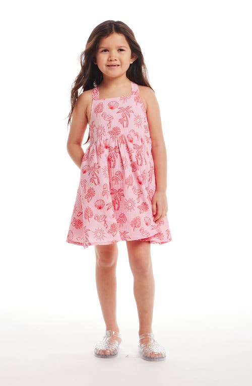 Shop Andy & Evan Kids' Tropical Icon Gauze Dress In Pink