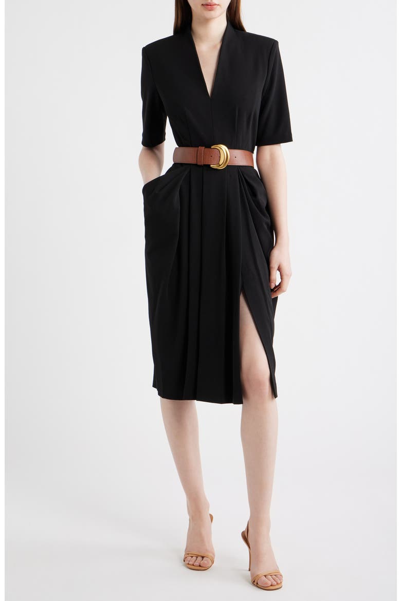 Belted Sheath Dress, Main, color, BLACK