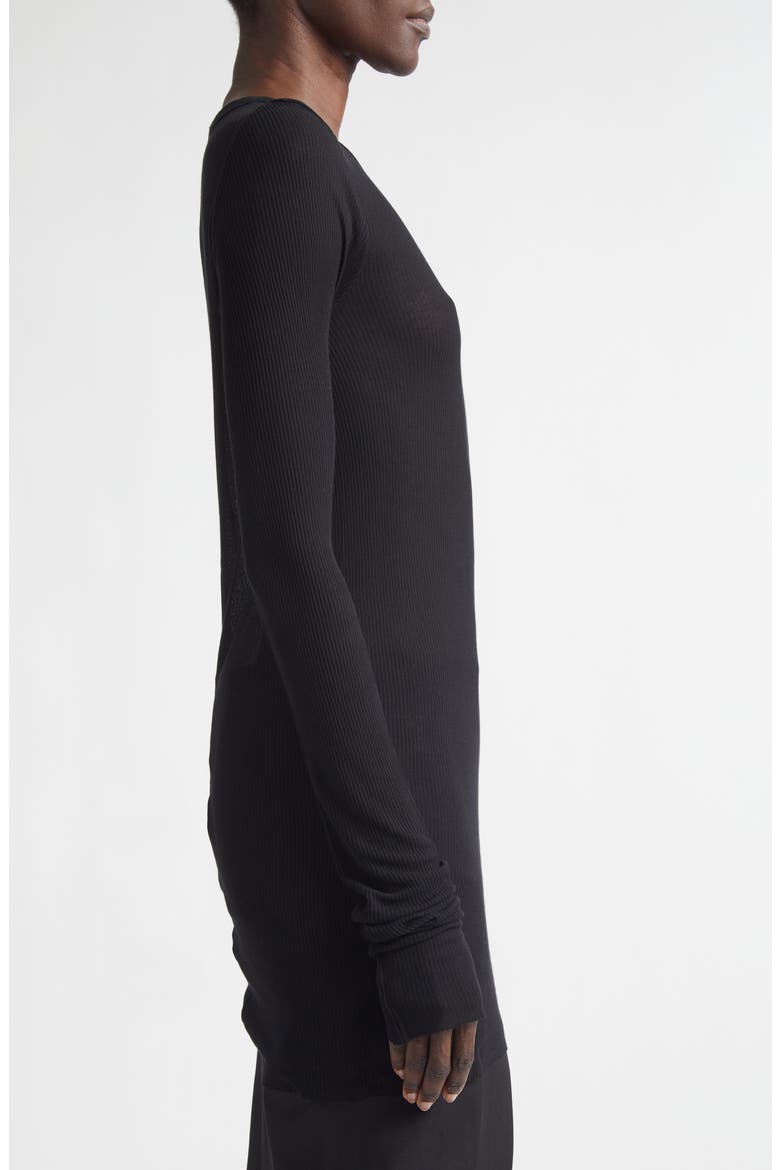 Rib Long Sleeve T-Shirt, Alternate, color, BLACK
